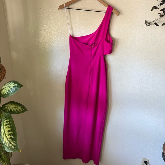 Lulus | Simply Beautiful Hot Pink One-Shoulder Cutout Maxi Dress - Picture 5 of 6
